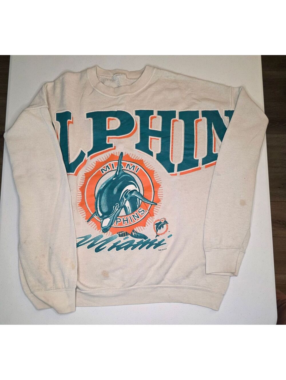 90s NFL Miami Dolphins Spellout Crewneck